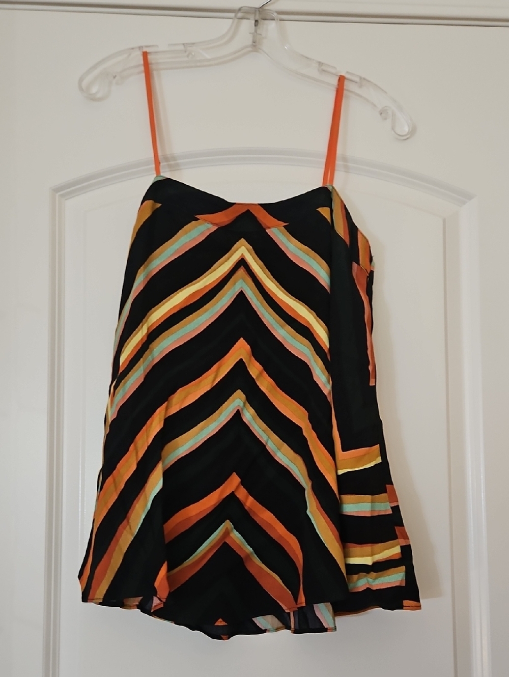 Anthropologie Striped Chevron Tank Top in Black, Orange, Yellow, Teal